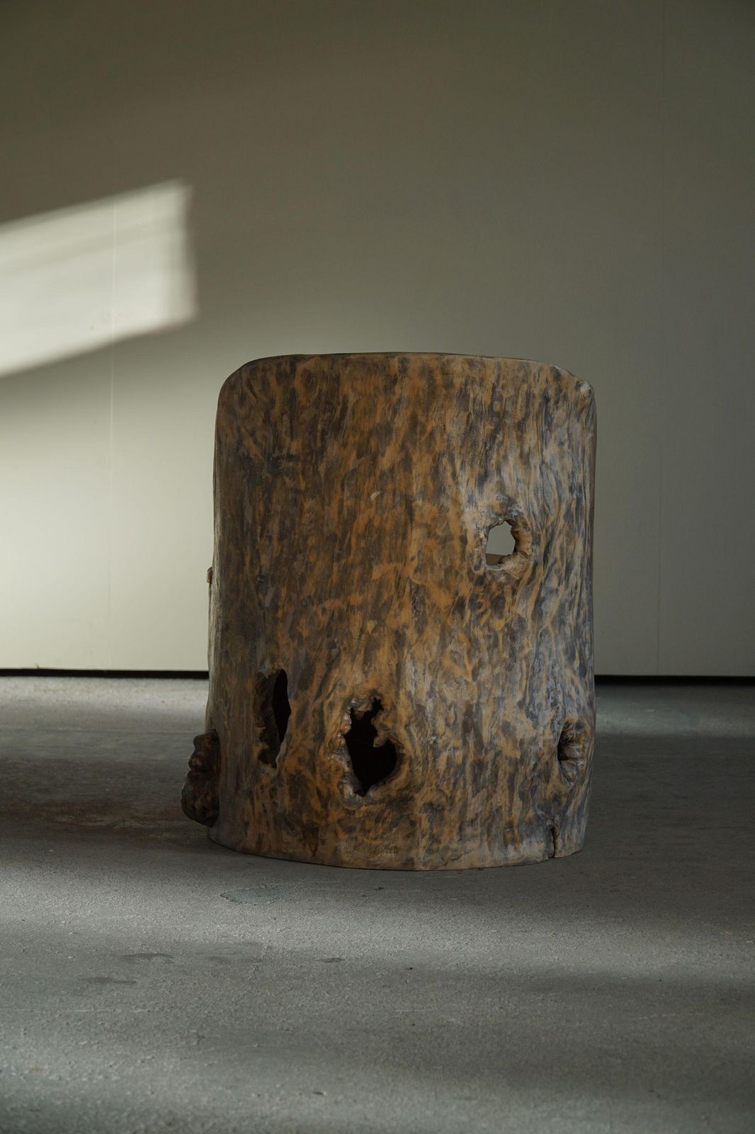Mid Century Sculptural Brutalist Norwegian Stump Chair In Solid Wood photo buy