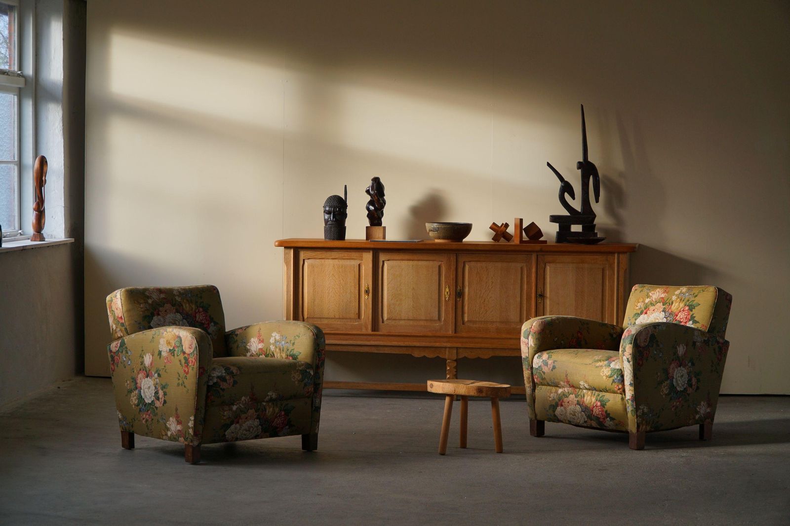 Danish Mordern Pair Of Curved Lounge Chairs, Original Fabric, Fritz Hansen, 1940 photo furniture