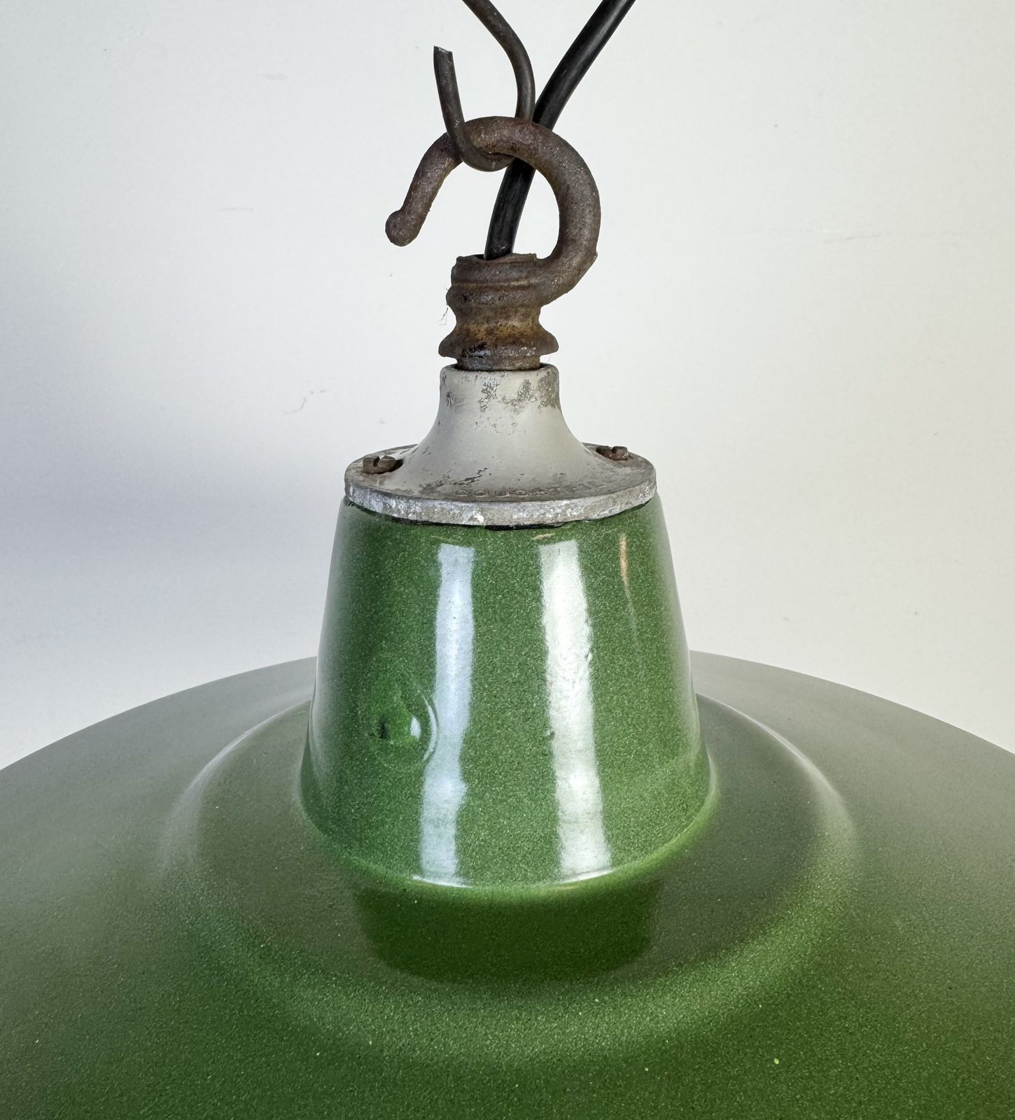 Industrial Green Enamel Factory Pendant Lamp, 1960s photo furniture