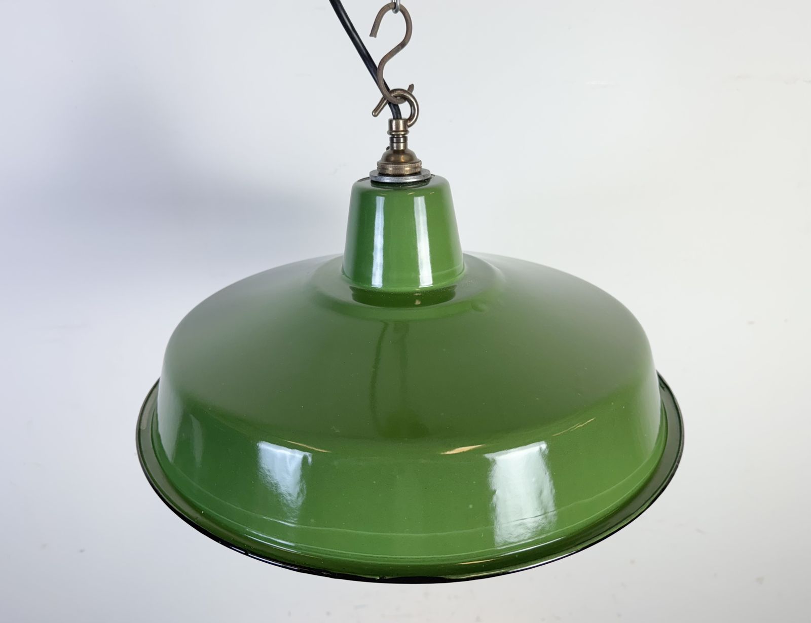 199.0 Industrial Green Enamel Factory Pendant Lamp, 1960s, 2x photo