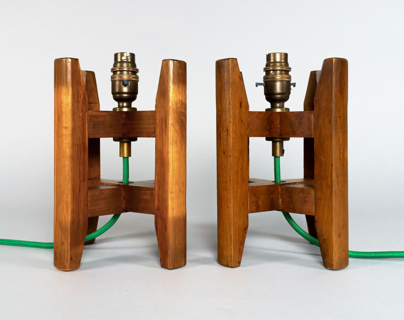 Pair Of Late 19th Century Antique Japanese Wooden Itomaki Silk Spool Table Lamps