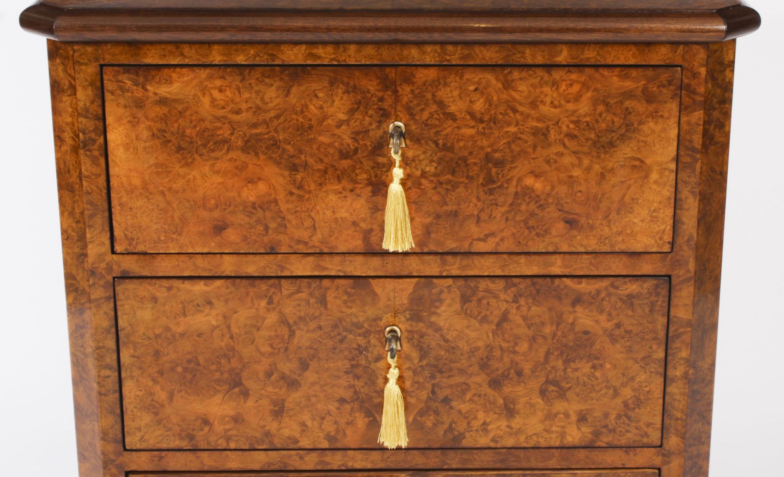 Bespoke Pair Of Burr Walnut Bedside Chests Cabinets  Made To Order photo for sale