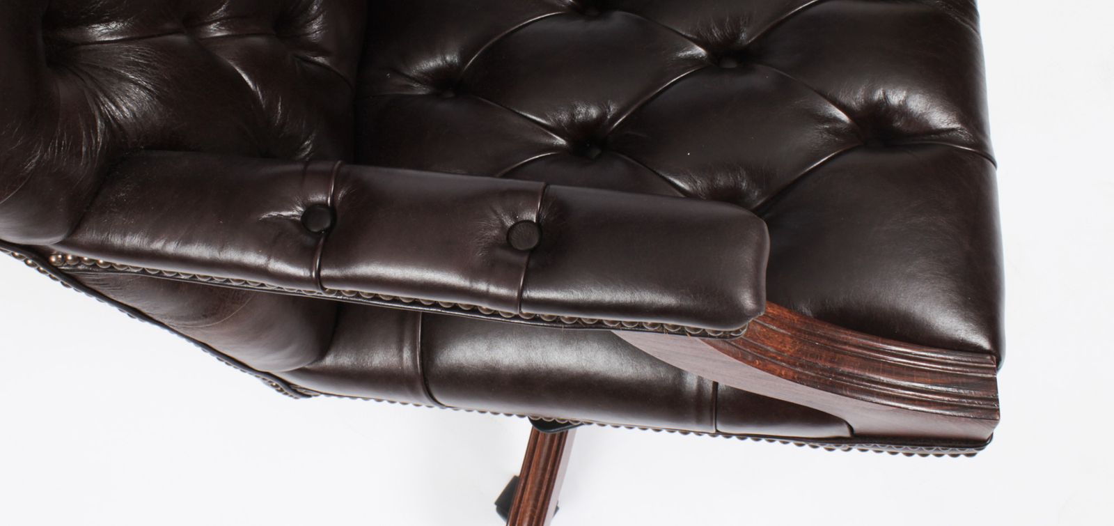 photo furniture Bespoke English Handmade Gainsborough Leather Desk Chair Smoke Brown