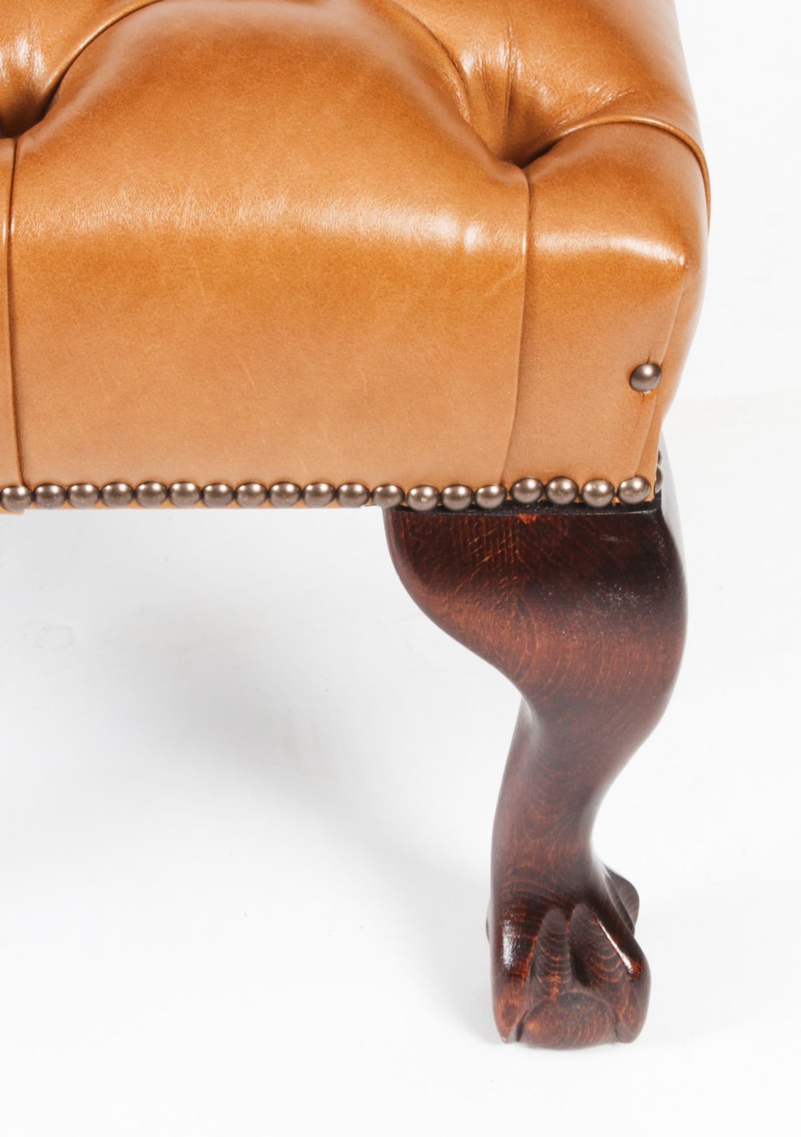 Bespoke Pair Chippendale Ball & Claw Leather Stool Bruciato. photo buy