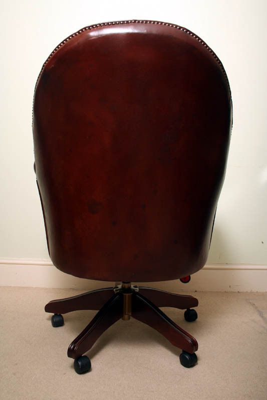Bespoke English Hand Made Leather Directors Desk Chair Dark Brown photo buy