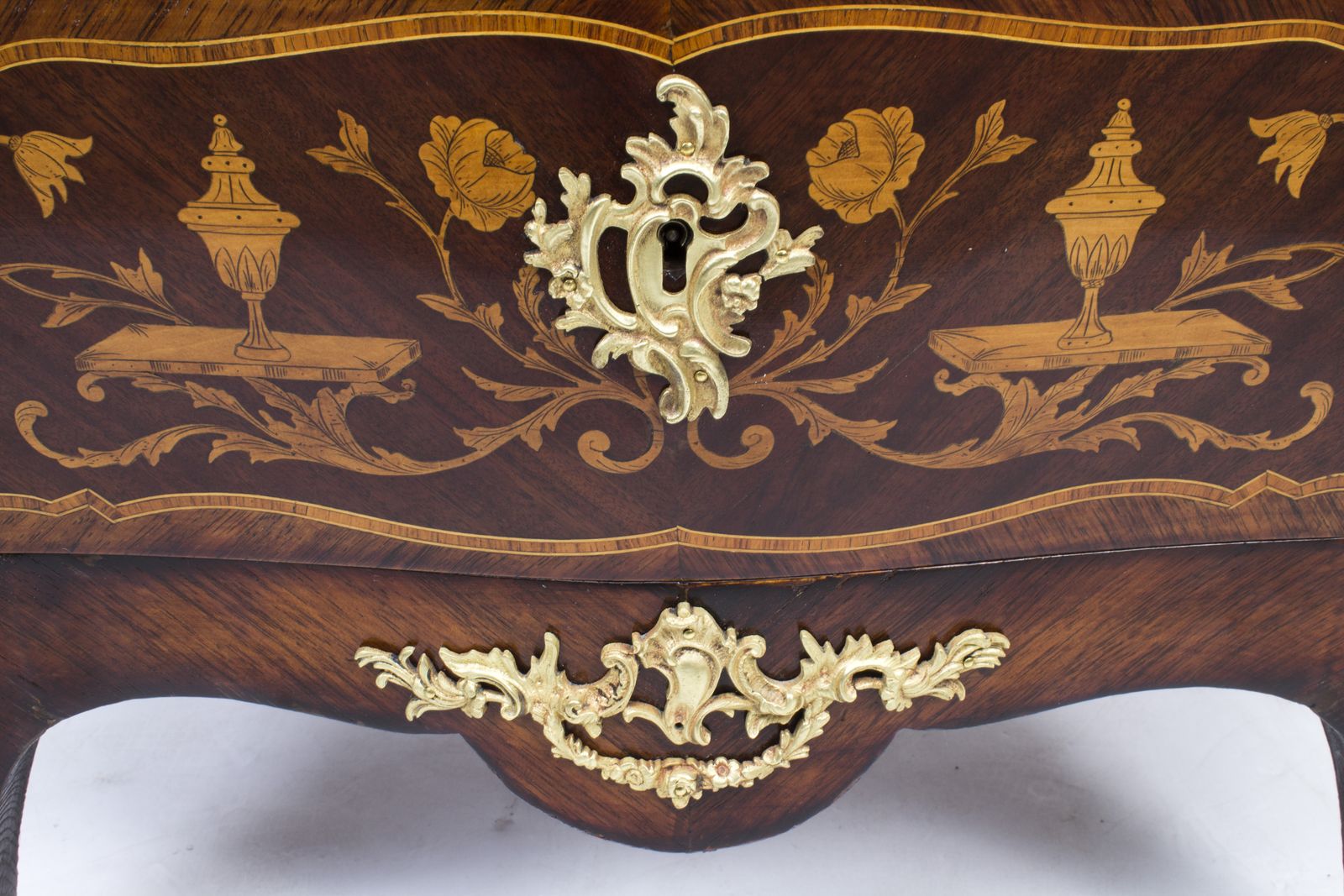 Furniture Antique French Rococo Revival Marquetry Secretaire A Abattant C 1850 photo