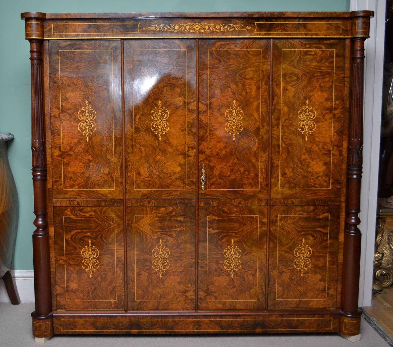 Bespoke Inlaid Burr Walnut Tv Plasma Hi Fi Stereo Cabinet photo furniture