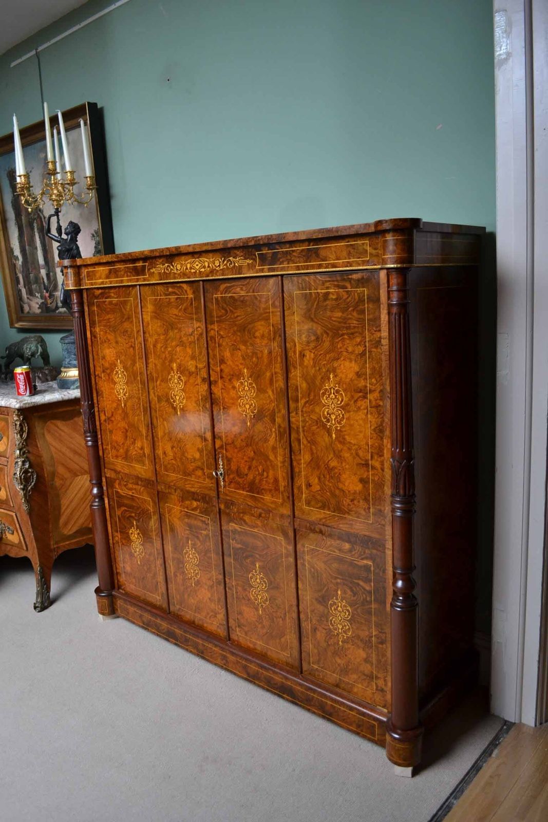 Bespoke Inlaid Burr Walnut Tv Plasma Hi Fi Stereo Cabinet photo buy
