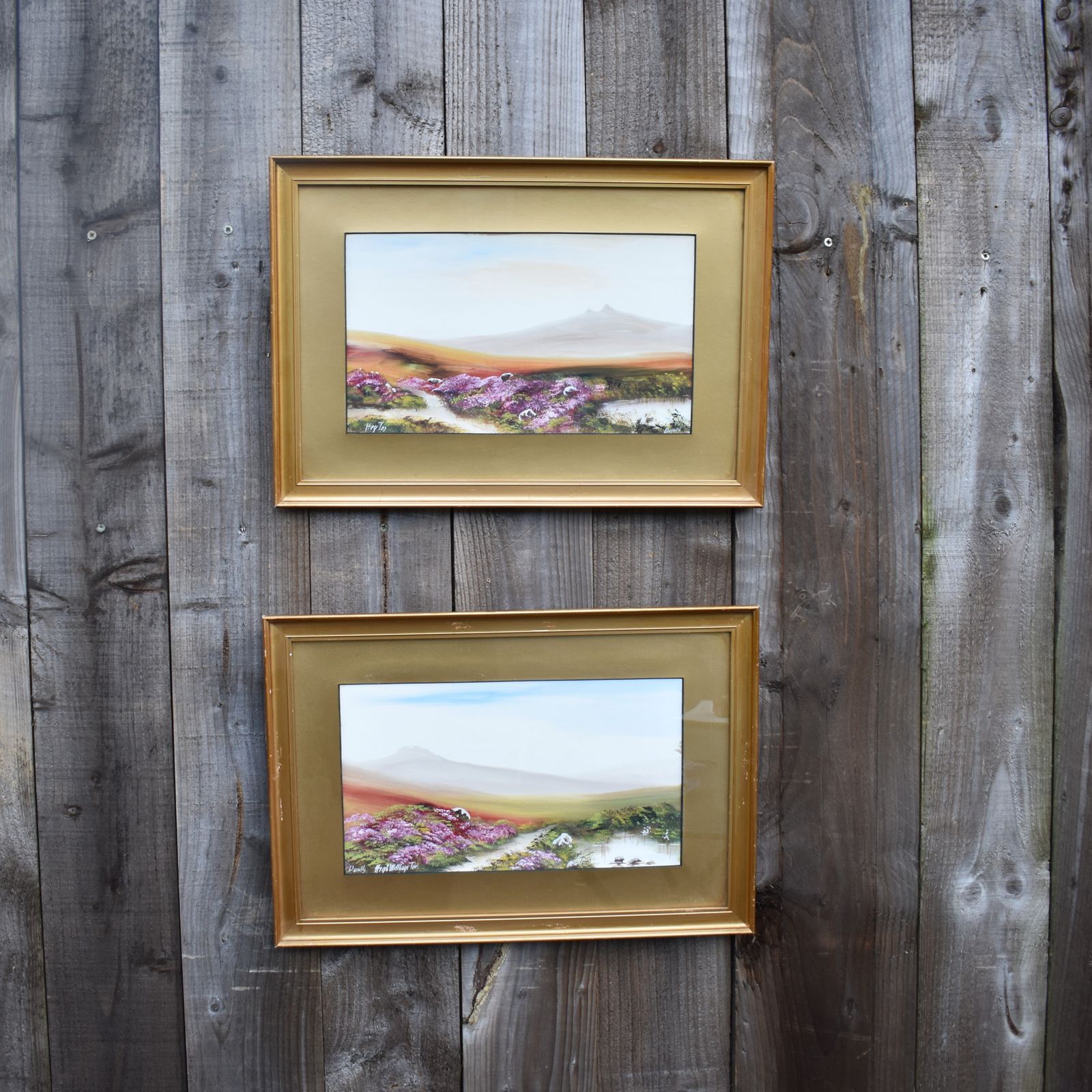 Antique 1900 Ae Dumble Haytor High Willbays Dartmoor Watercolour Gilt Frame Pair