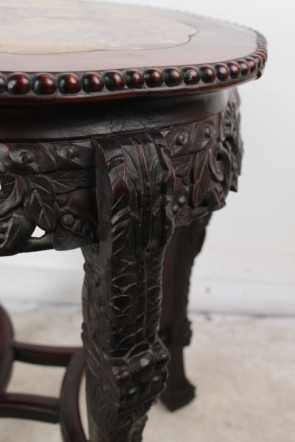 Antique Chinese Rosewood Marble Top Lamp Table photo 600.0