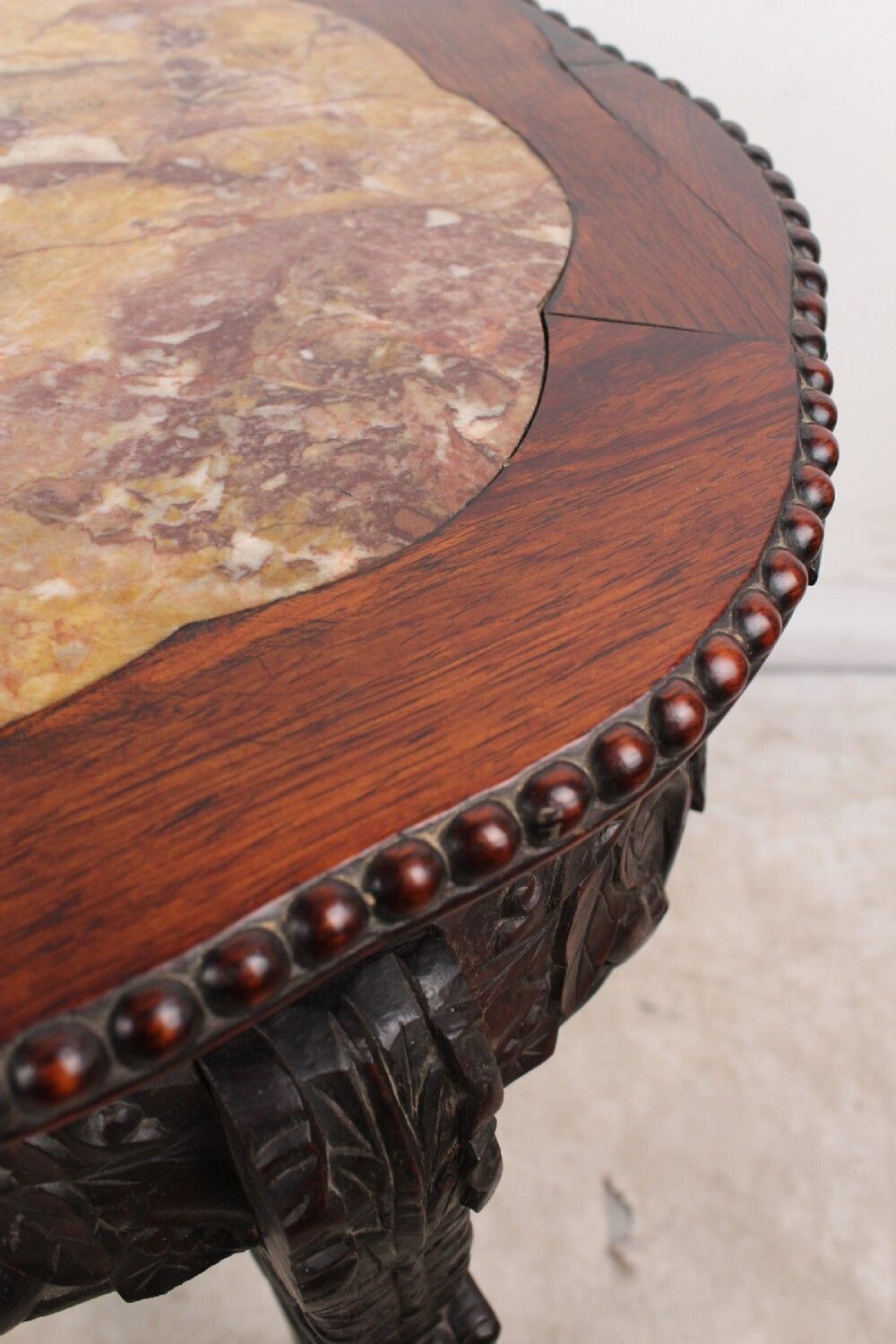 photo for sale Antique Chinese Rosewood Marble Top Lamp Table