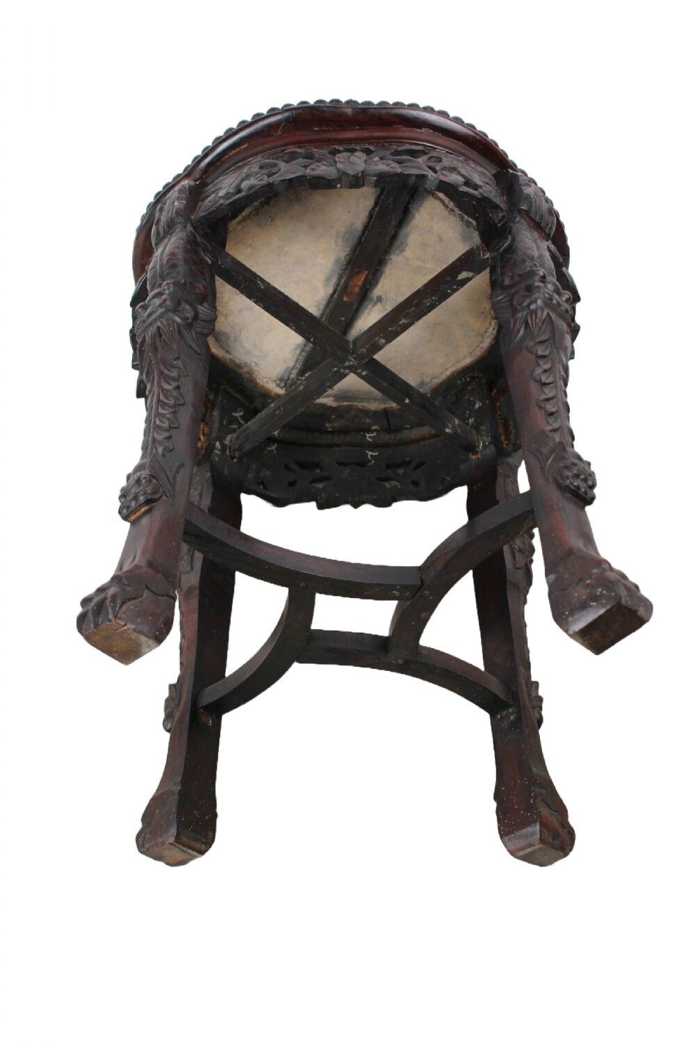 Furniture Antique Chinese Rosewood Marble Top Lamp Table photo