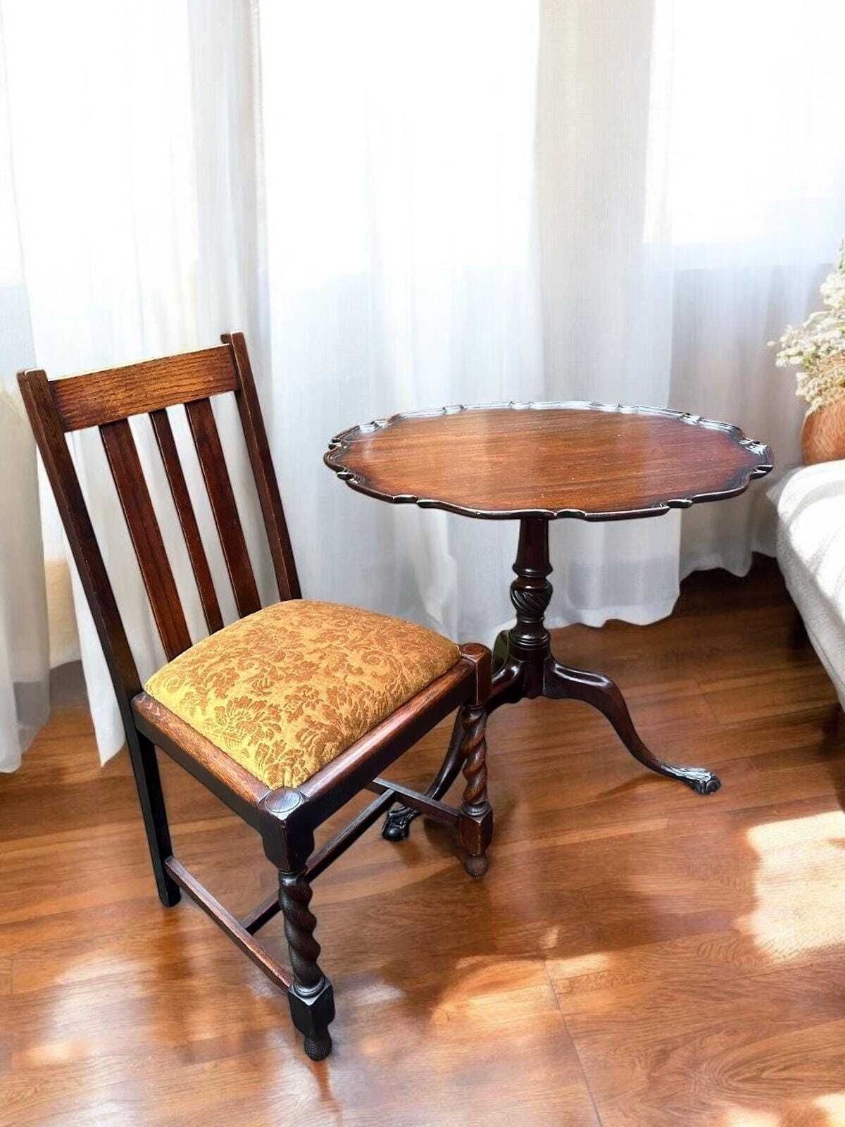 Antique Edwardian Bedroom Chair / C1910 / Barley Twist Legs photo 125.0