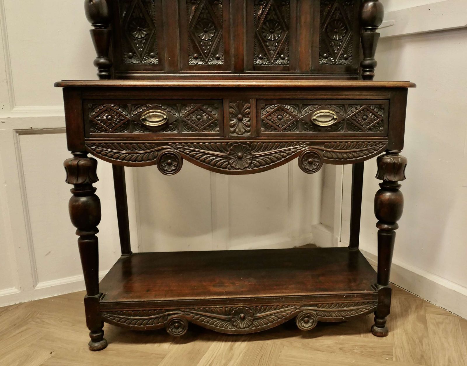 18th Century Carved Dresser With Geometric Carvings photo for sale
