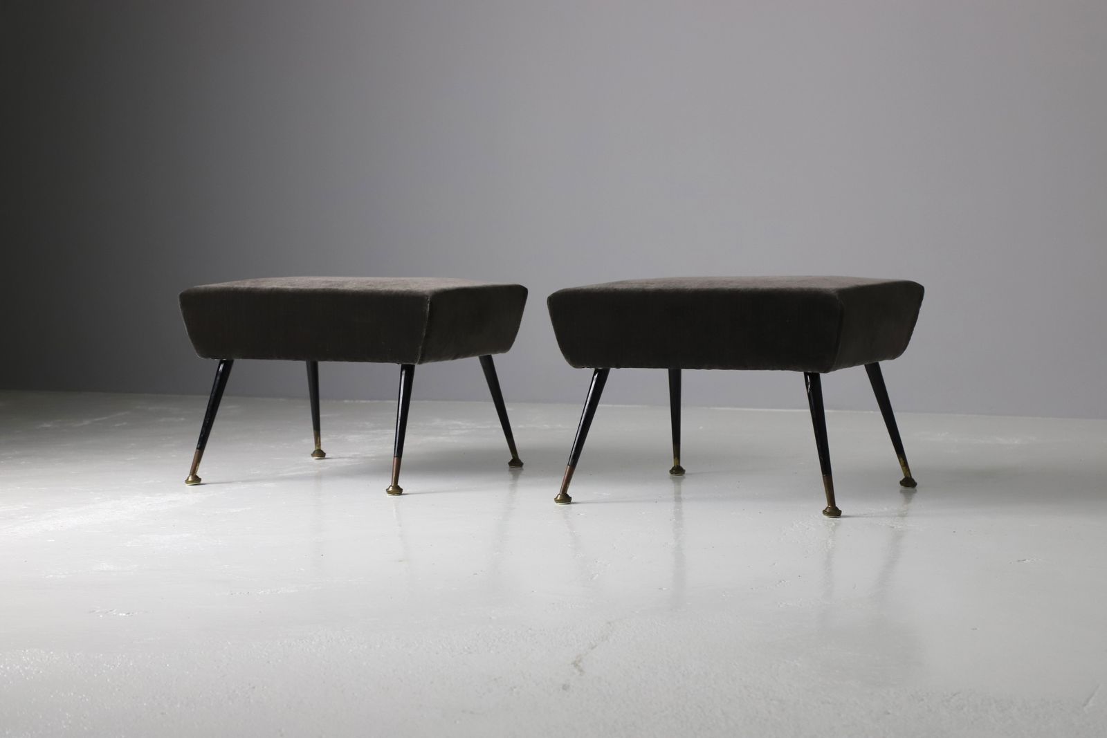 Pair Of Italian Footstools In Velvet & Brass photo furniture