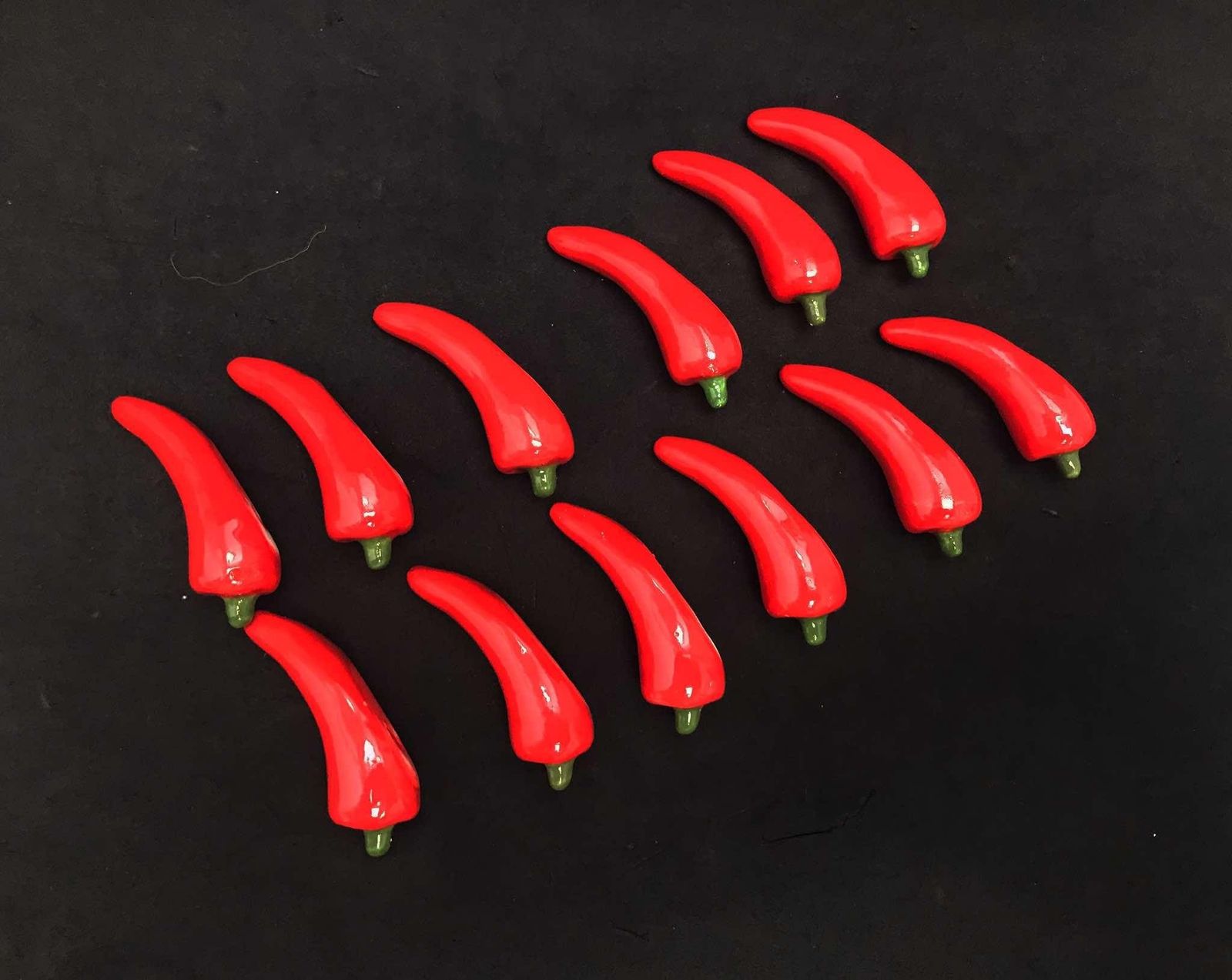 Majolica Knife Rest Set 12 Ceramic Red Chili Cutlery Holder Red Decor Flatware Rest Kitchen Decor Display Vegetables Gift For Hostess