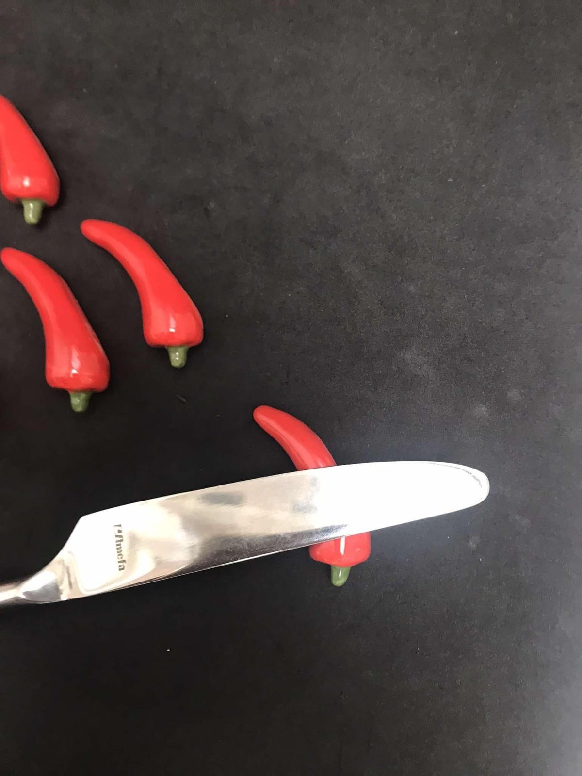 Majolica Knife Rest Set 12 Ceramic Red Chili Cutlery Holder Red Decor Flatware Rest Kitchen Decor Display Vegetables Gift For Hostess photo for sale