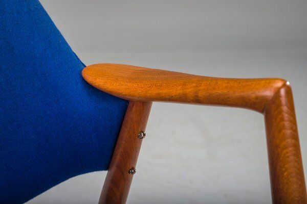 Armchair In Blue And Teak By Alf Svensson For Dux, 1960s photo buy