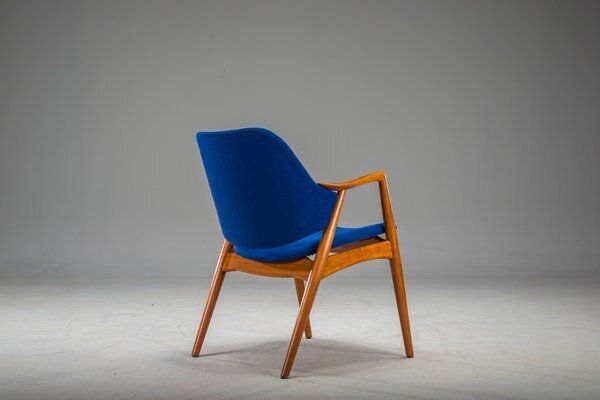 photo vinterior Armchair In Blue And Teak By Alf Svensson For Dux, 1960s
