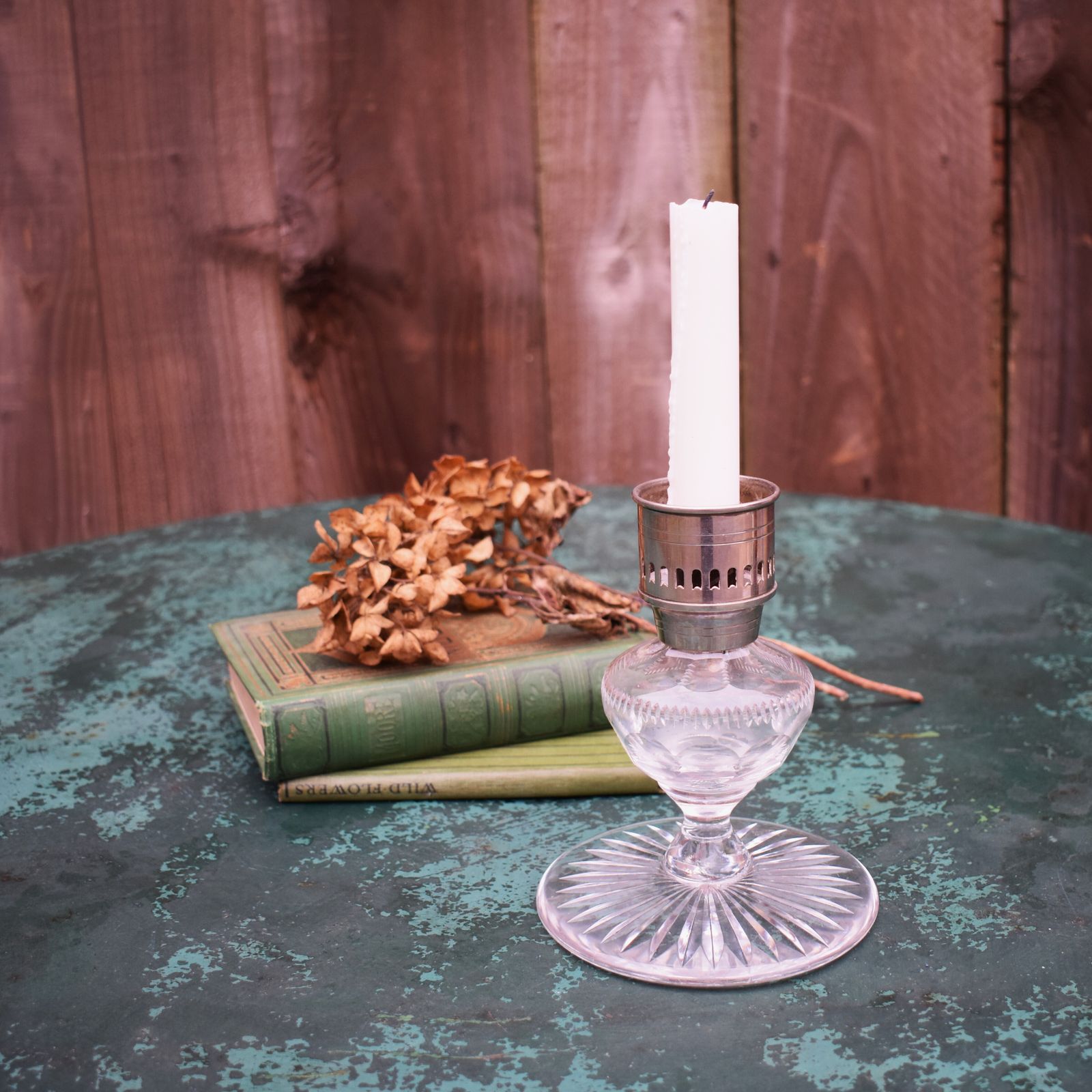 Antique Vintage Thomas Webb & Sons Lead Crystal Silver Plate Candlestick photo buy