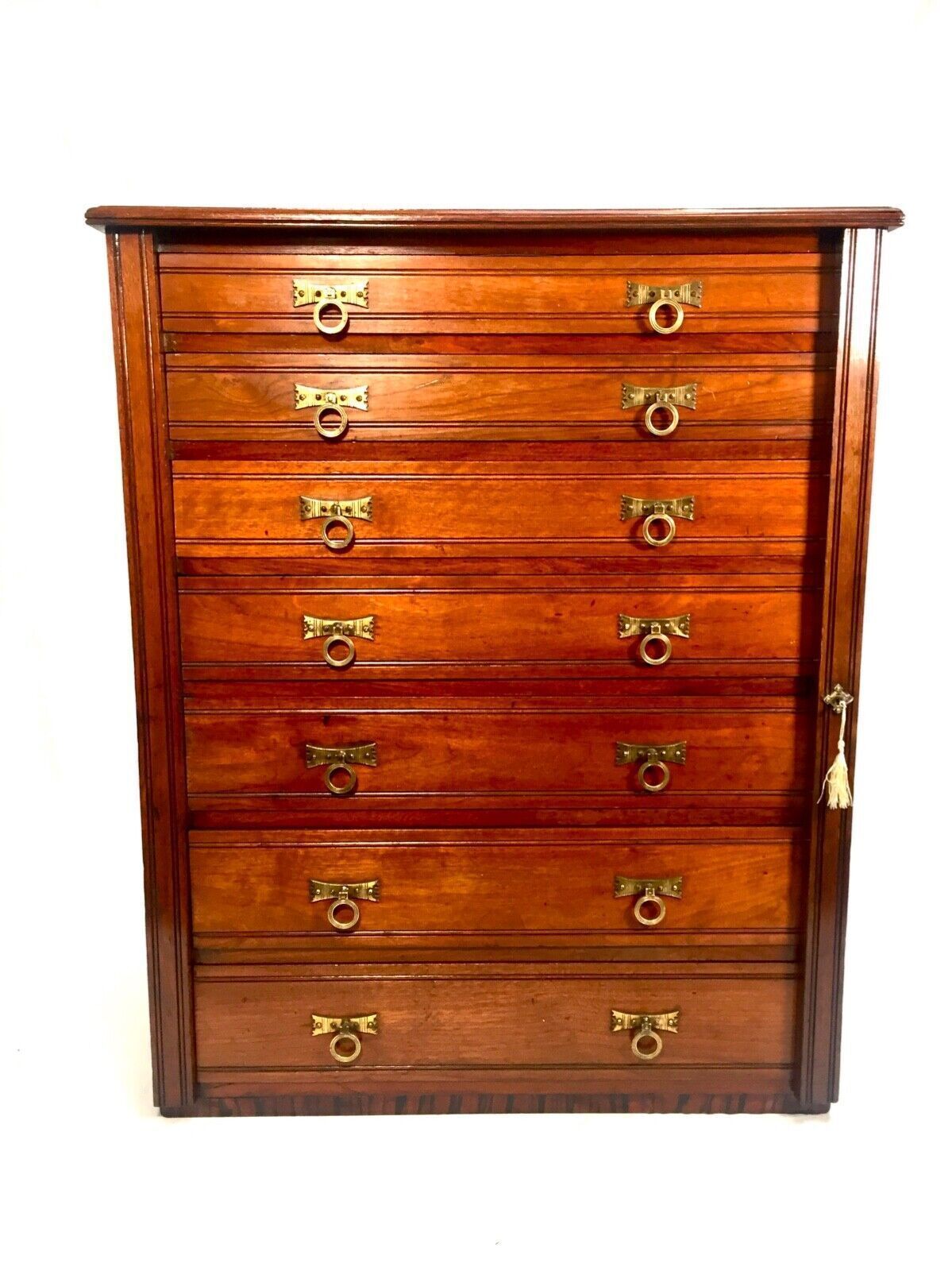 Antique Mahogany Wood Victorian Architects Plan Chest Of Drawers / Cabinet 1880 photo furniture