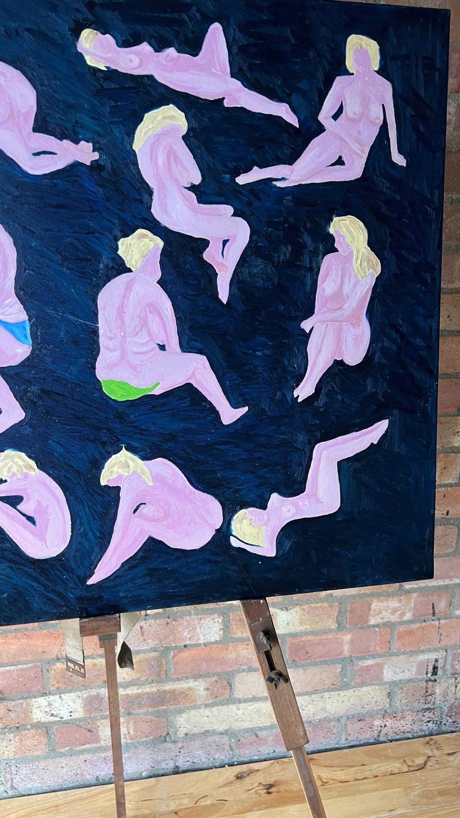 Contemporary Oil Painting On Stretched Canvas – Abstract Nude Study photo vinterior