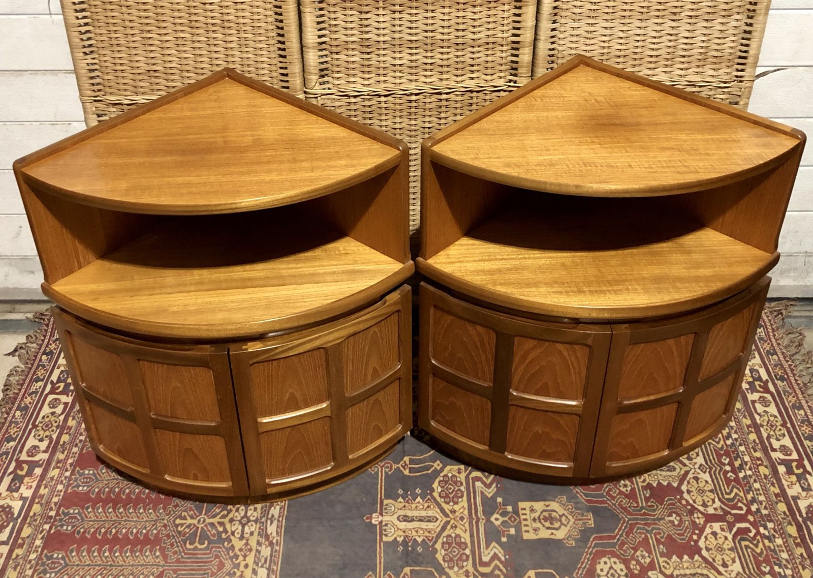 Furniture A Handsome Pair Of Retro Teak Corner Cabinets By Nathan photo