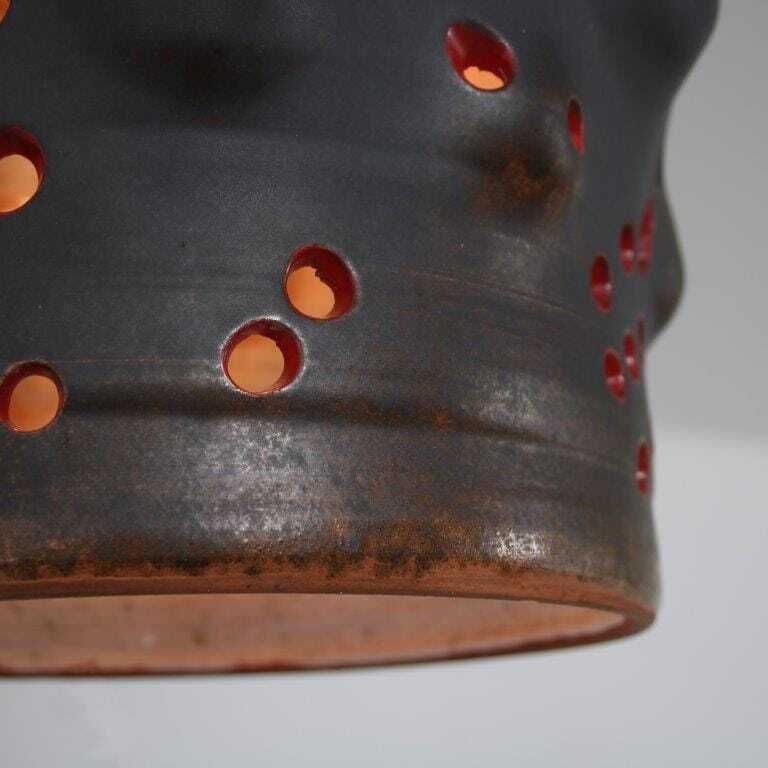 1960s Free Form Ceramics Hanging Lamp From The Netherlands photo vinterior