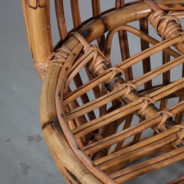 1950s Small Rattan Armchair From The Netherlands photo for sale
