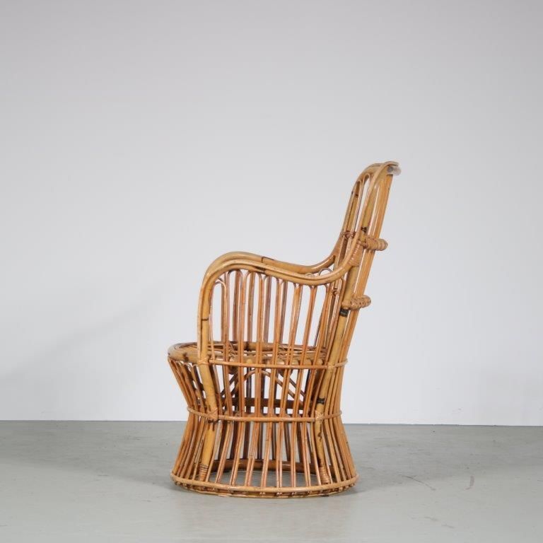 1950s Small Rattan Armchair From The Netherlands photo vinterior