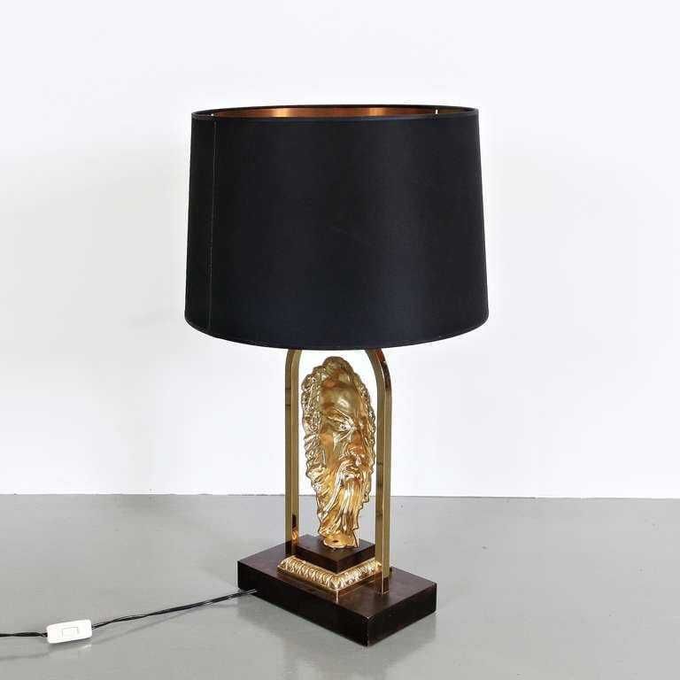 1970s Brass Table Lamp In Maison Jansen Style From France photo for sale