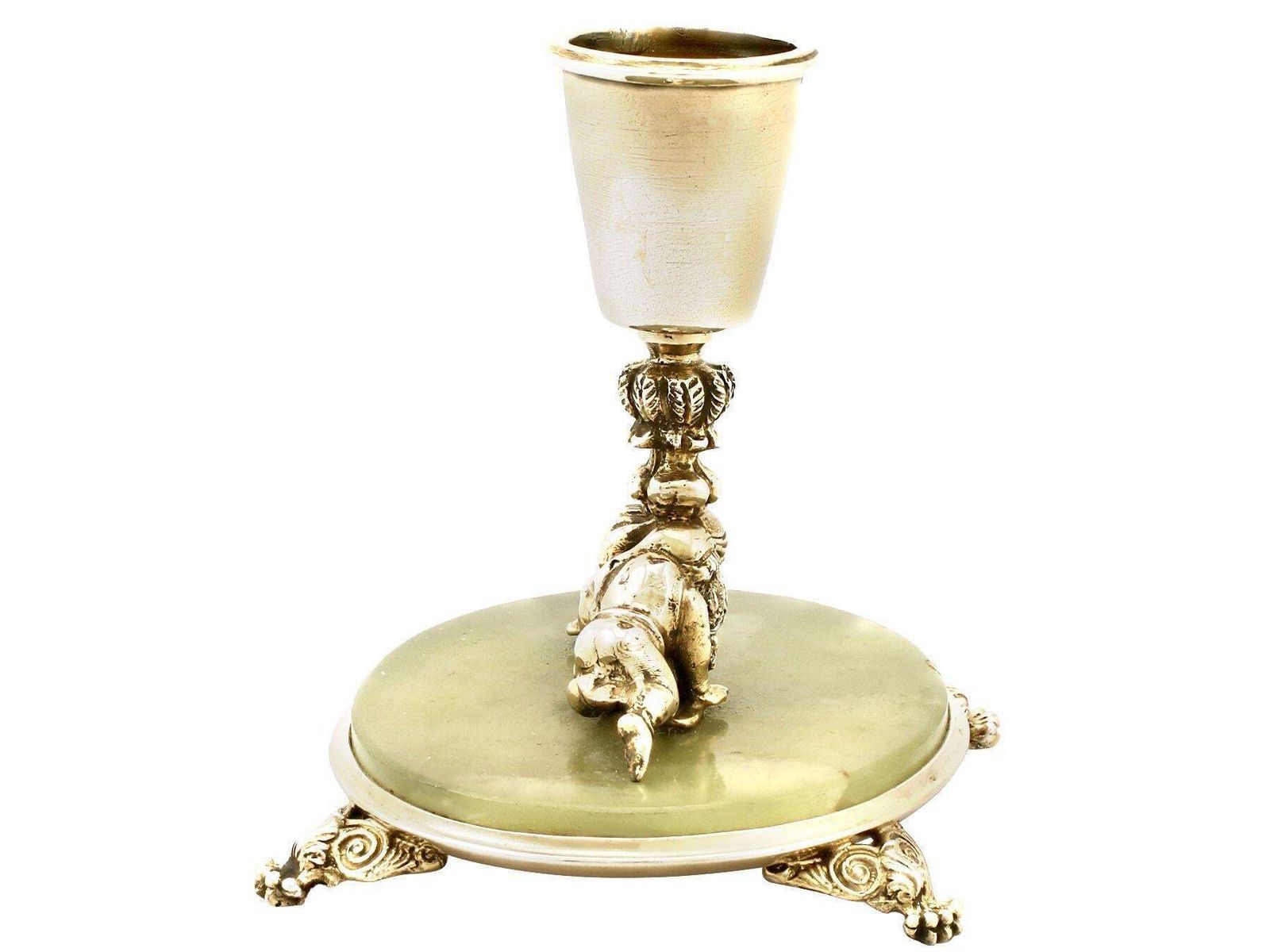 photo furniture Antique Italian Silver Gilt And Marble Candlesticks