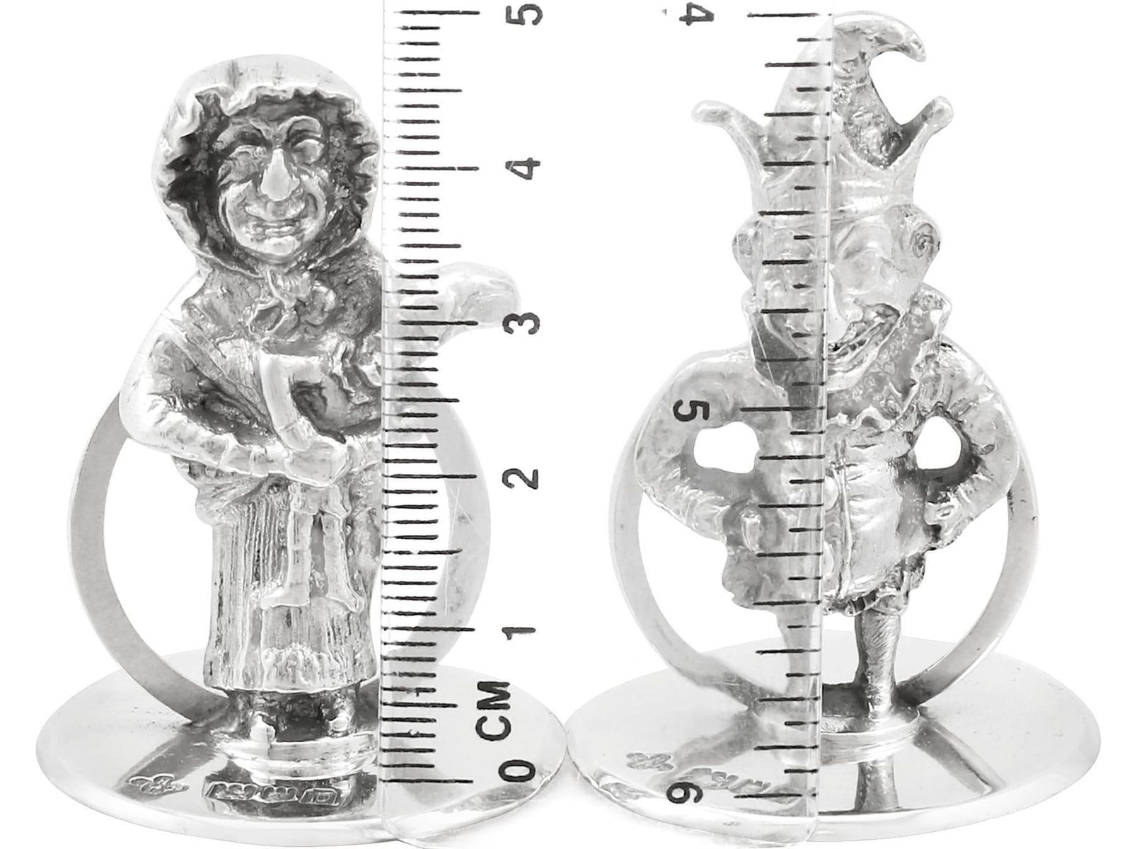photo furniture Antique Sterling Silver Punch And Judy Card / Menu Holders