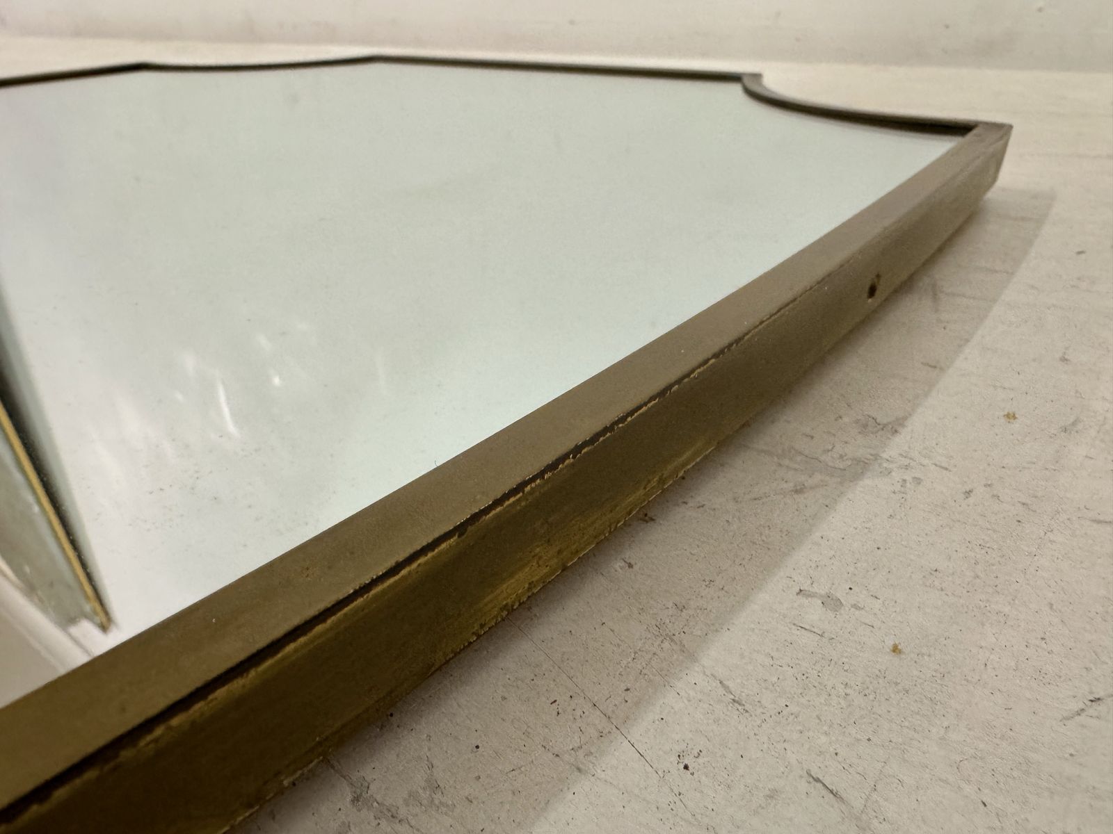 1950s Italian Brass Shield Mirror photo Home Decor