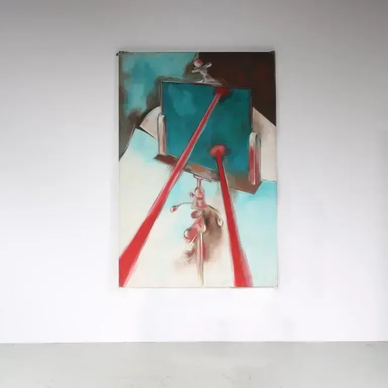 1968 Large Painting “Lasers Give Pictures” By Jan Withofs, Belgium photo furniture