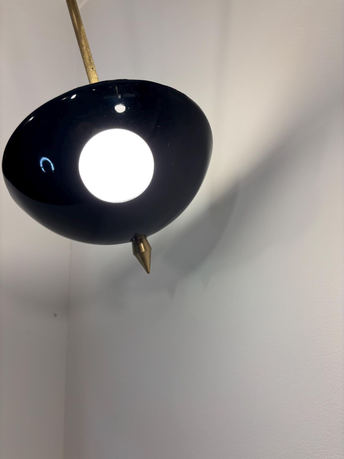 Space Age Chandelier In Brass And Lacquered Aluminium  Stilnovo Style, Italy 1958 photo vintage