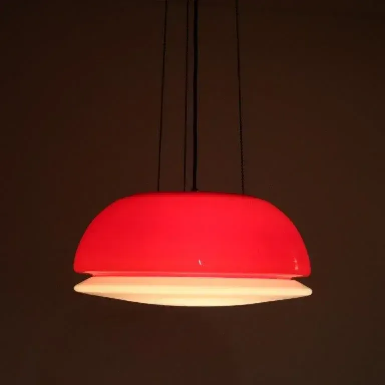 1960s Red Glass Hanging Lamp From Italy photo 561.0