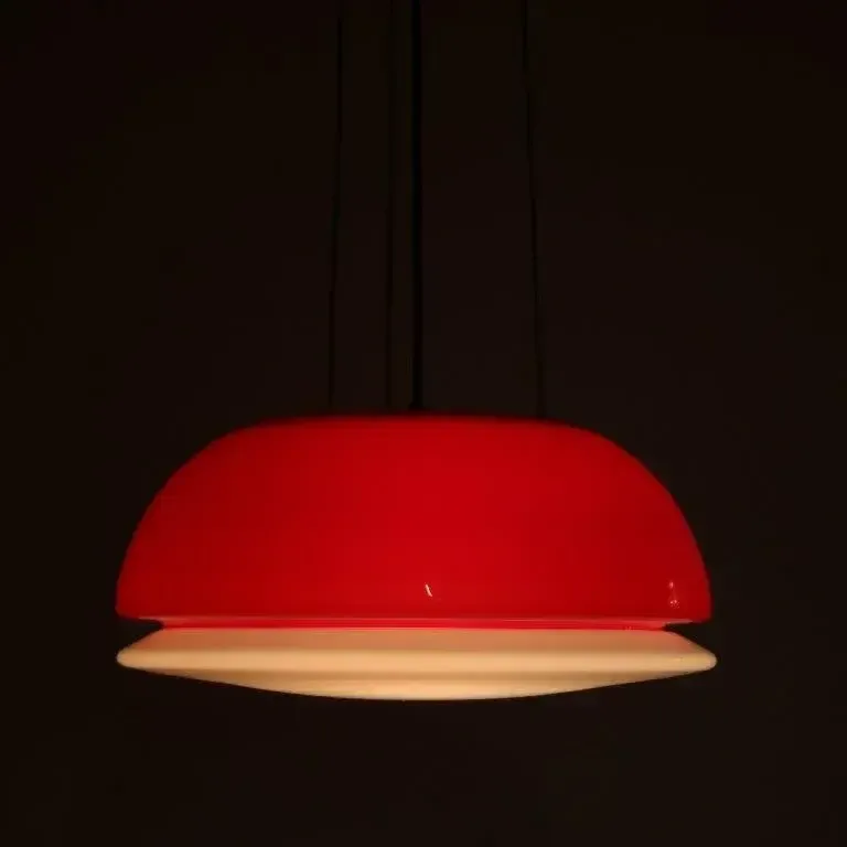 1960s Red Glass Hanging Lamp From Italy photo buy