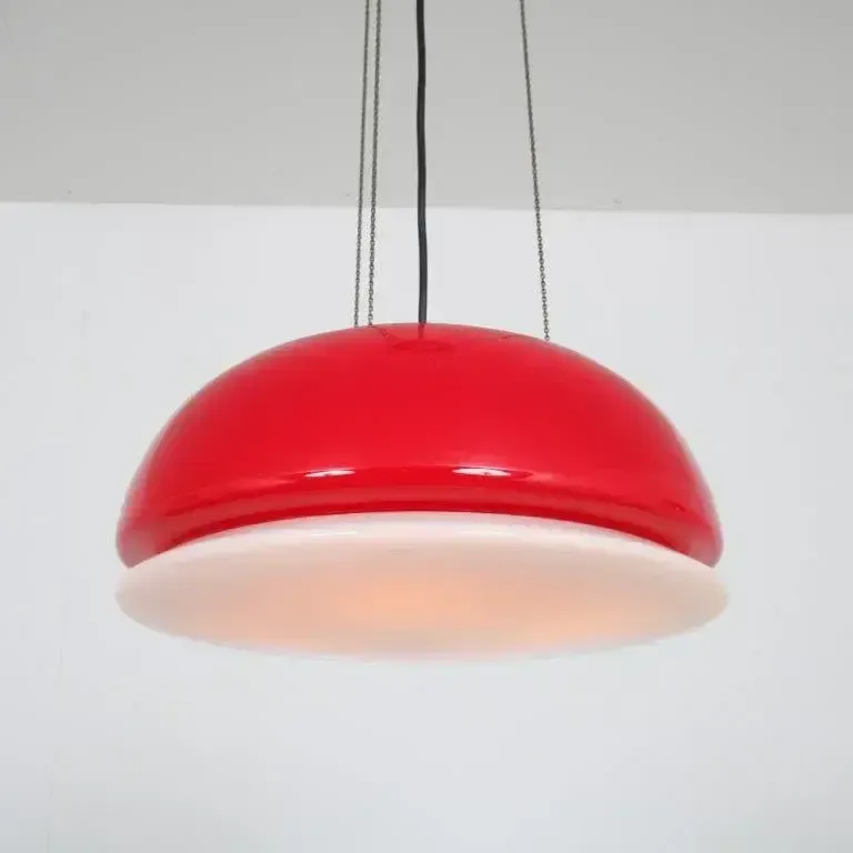 photo for sale 1960s Red Glass Hanging Lamp From Italy