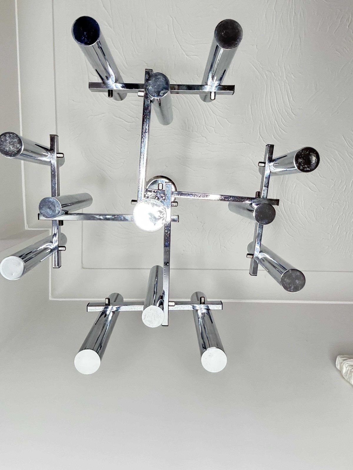 Iconic Mid Century Italian 12 Bulbs Chandelier By Gaetano Sciolari For Lightolier, 1970's photo vinterior