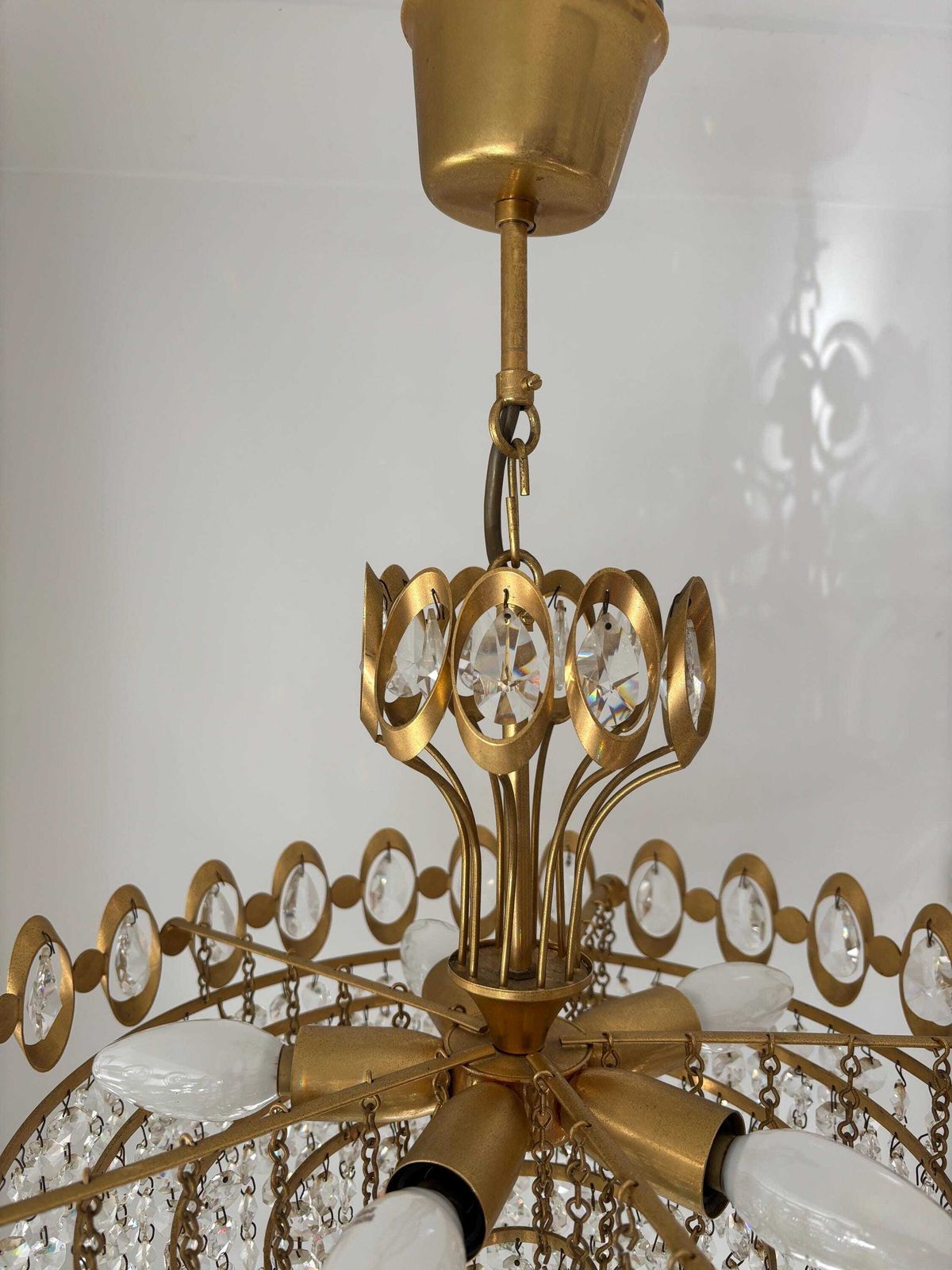German Vintage Joska Bodenmais Brass And Lead Crystal Chandelier, 1970's photo vinterior