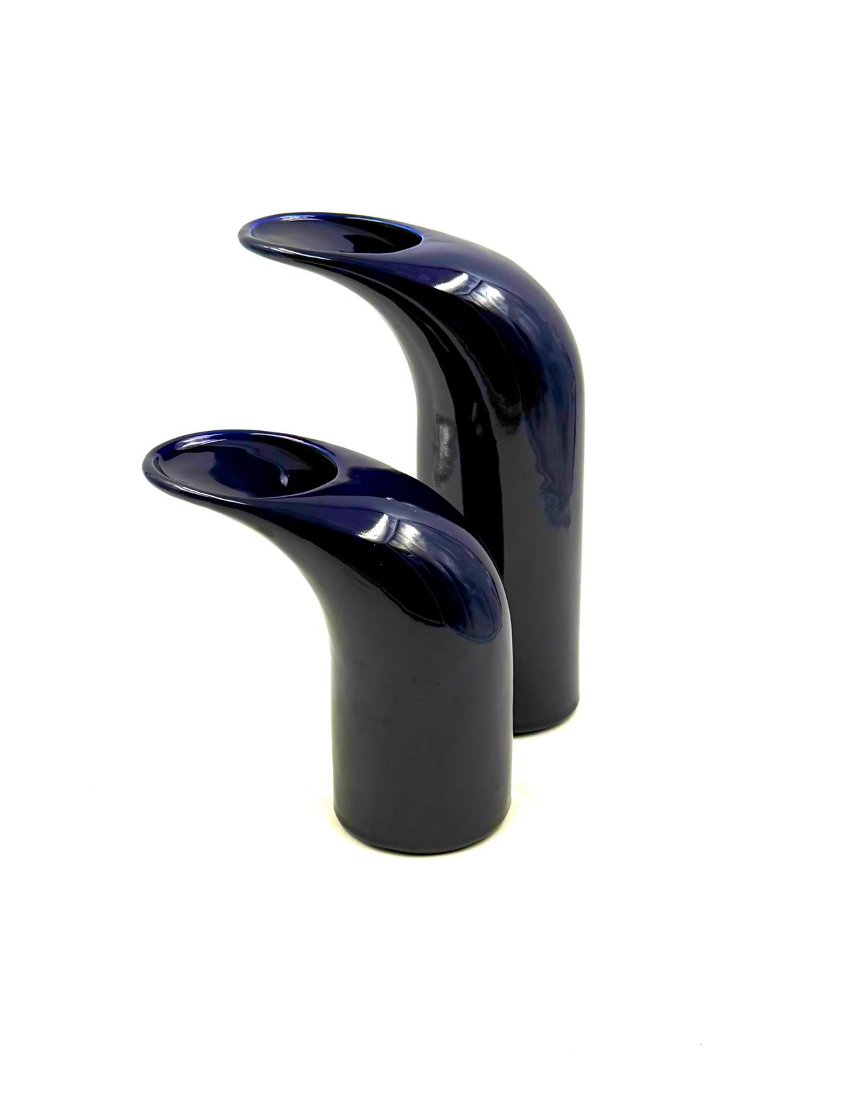 Space Age Set Of 2 Blue Ceramic Vase, Italy Ca. 1970 photo furniture