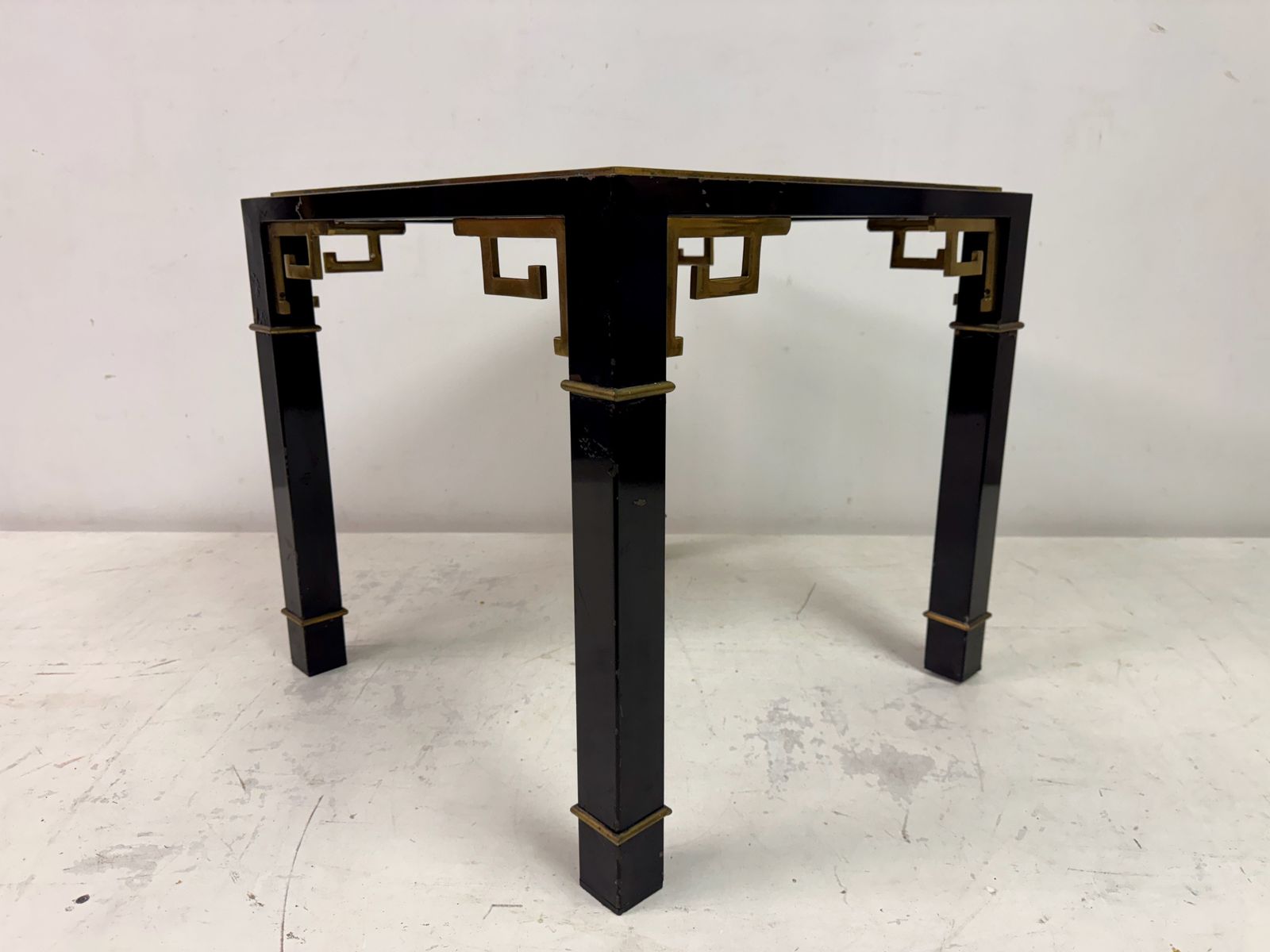 photo furniture 1970s Black And Brass Side Table With Greek Key Detail