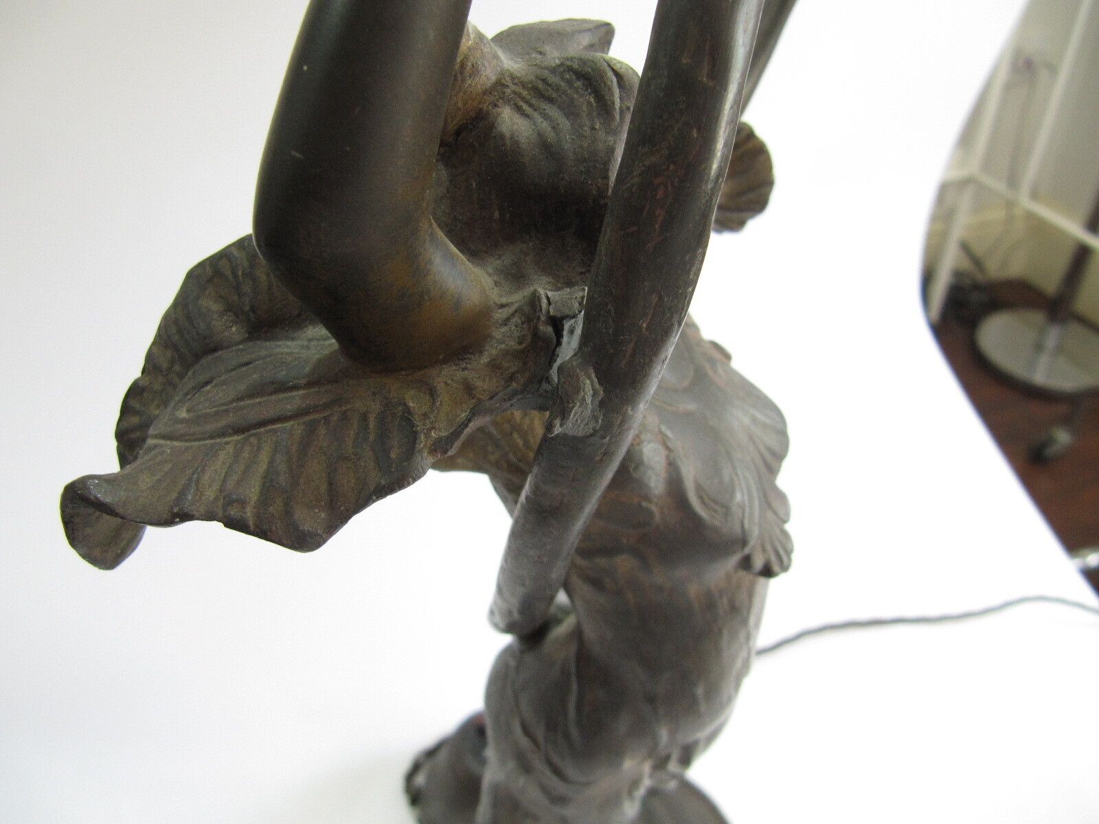 Lighting Very Rare Stunning Large Art Nouveau Figurine Lady Bronze Lamp photo