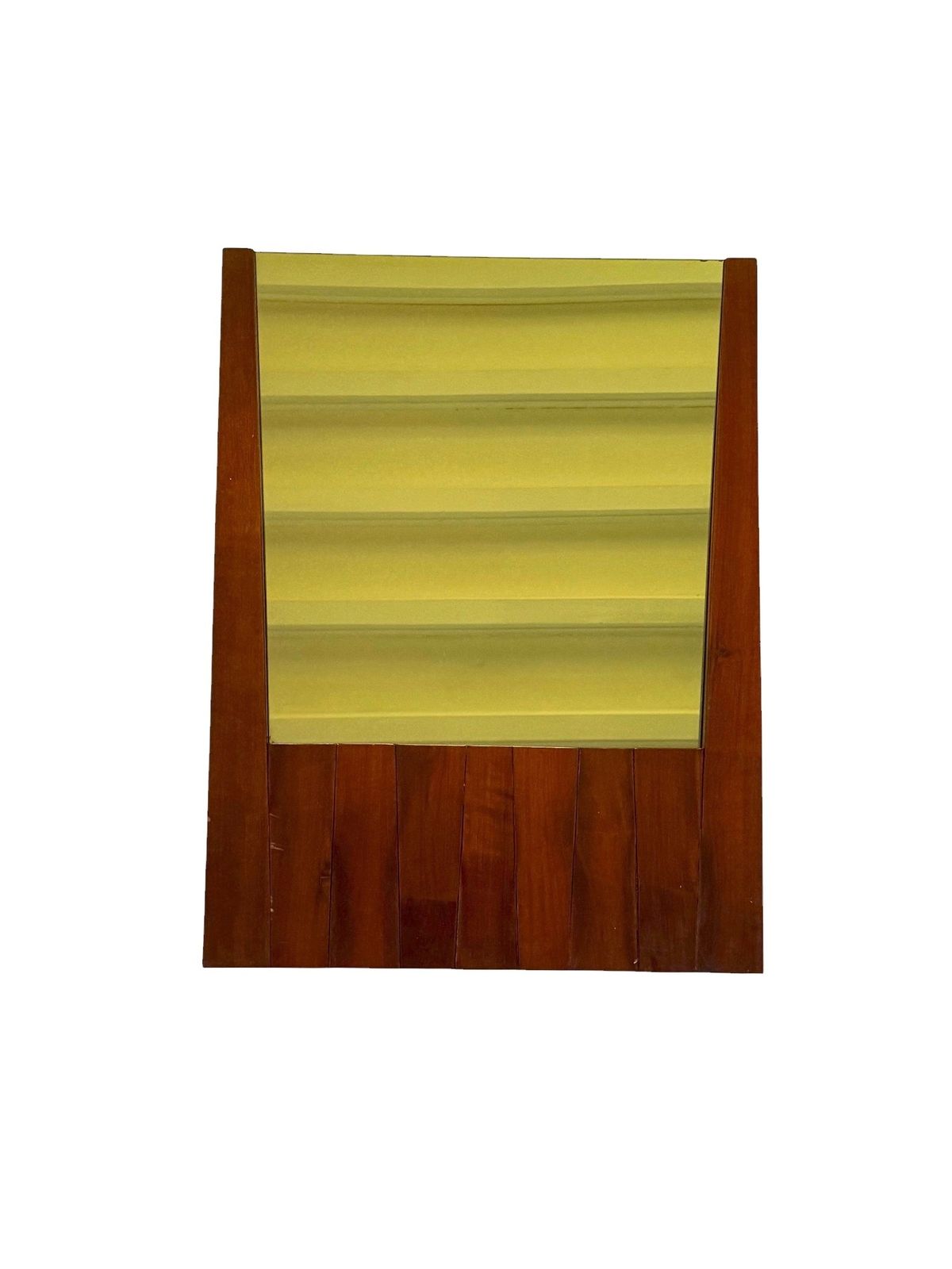 Luciano Frigerio, Hollywood Regency Mod. Barium Solid Walnut Mirror, Italy 1970s photo 1500.0