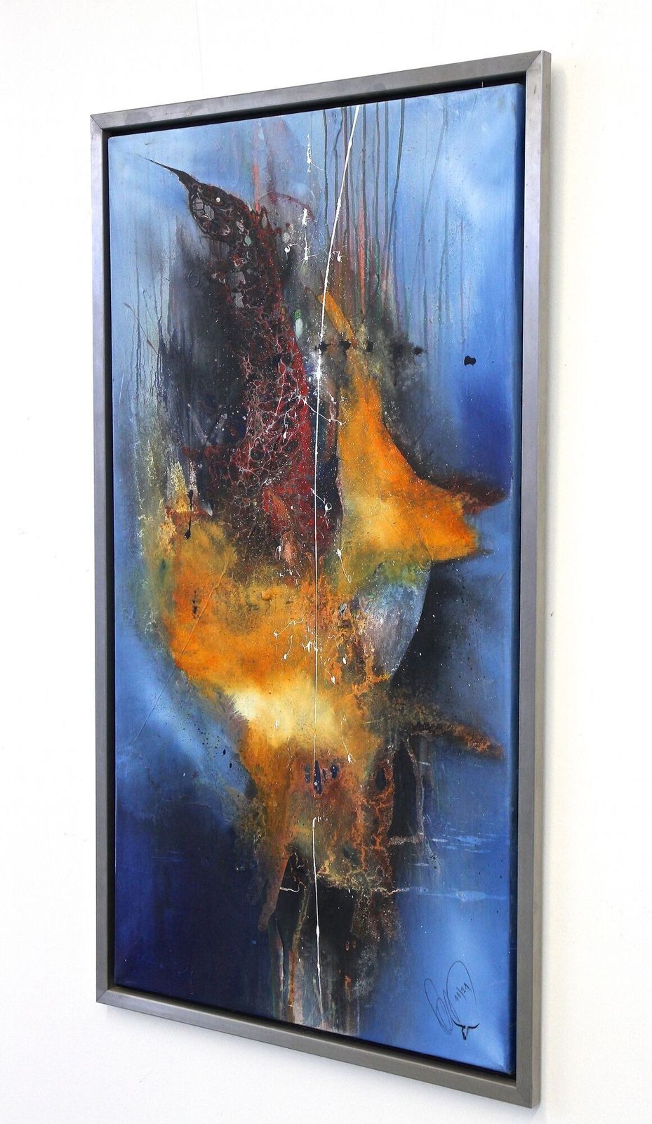 Abstract Painting "Sea War", Acrylic On Canvas By Ms, Steel Frame, At 2021 photo furniture