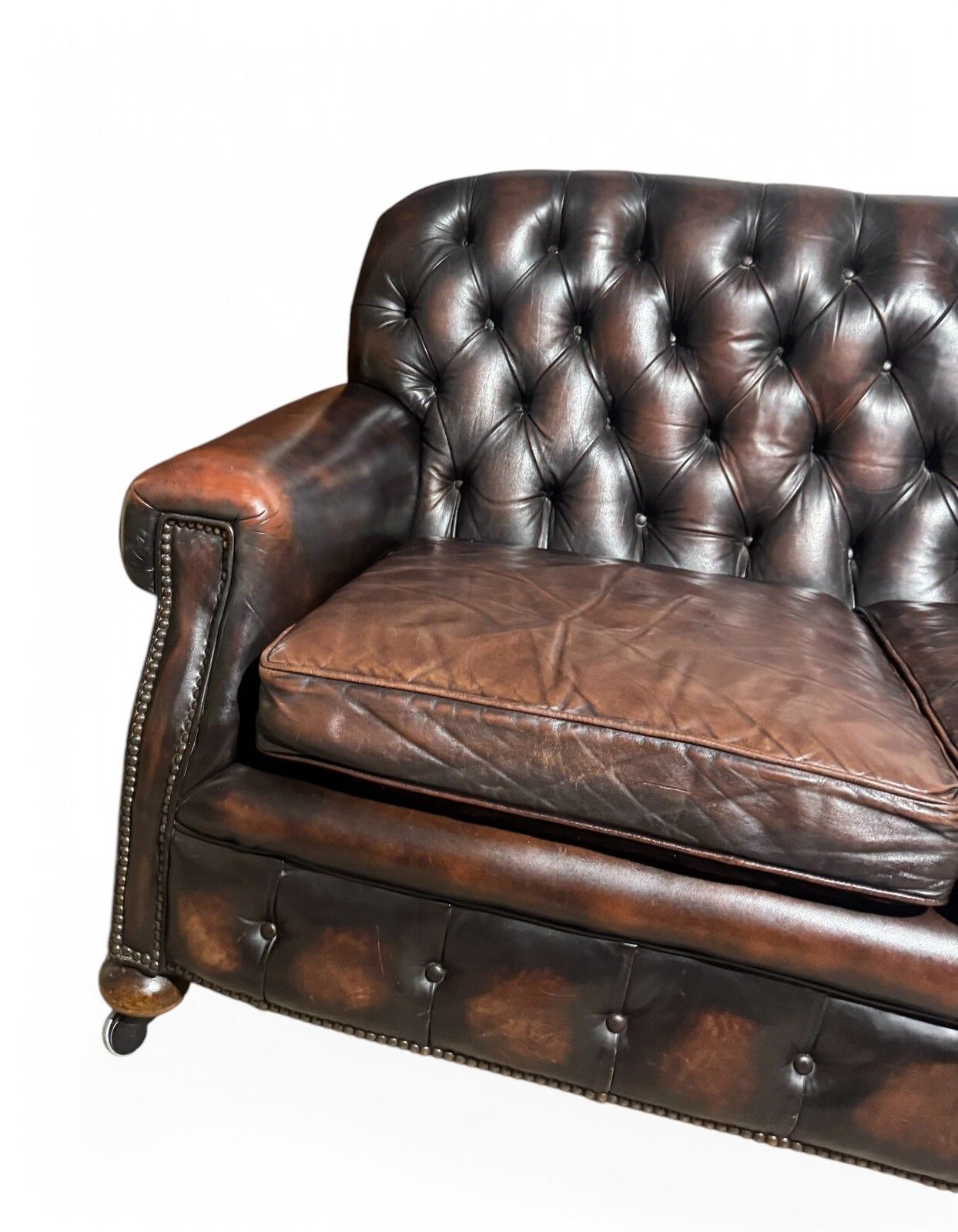 photo furniture Antique Leather Chesterfield Sofa C1920 Country House  Brown Leather And Suade
