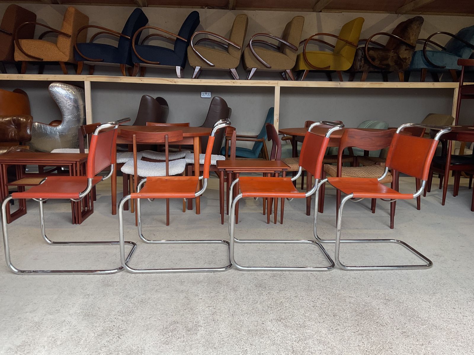 Set Of 4 Chairs By Mart Stam For Fasem, 1970s In Mid Century Style