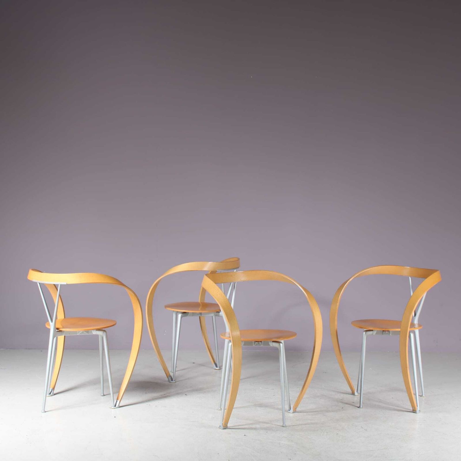 Set Of 4 “Revers” Chairs By Andrea Branzi For Cassina, Italy 1990 photo for sale