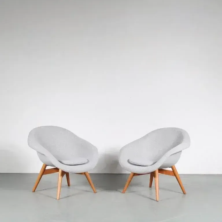Pair Of Frantisek Jirak Lounge Chairs From Czech, 1950 photo for sale